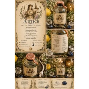 Justice Tarot Ritual Oil Candle